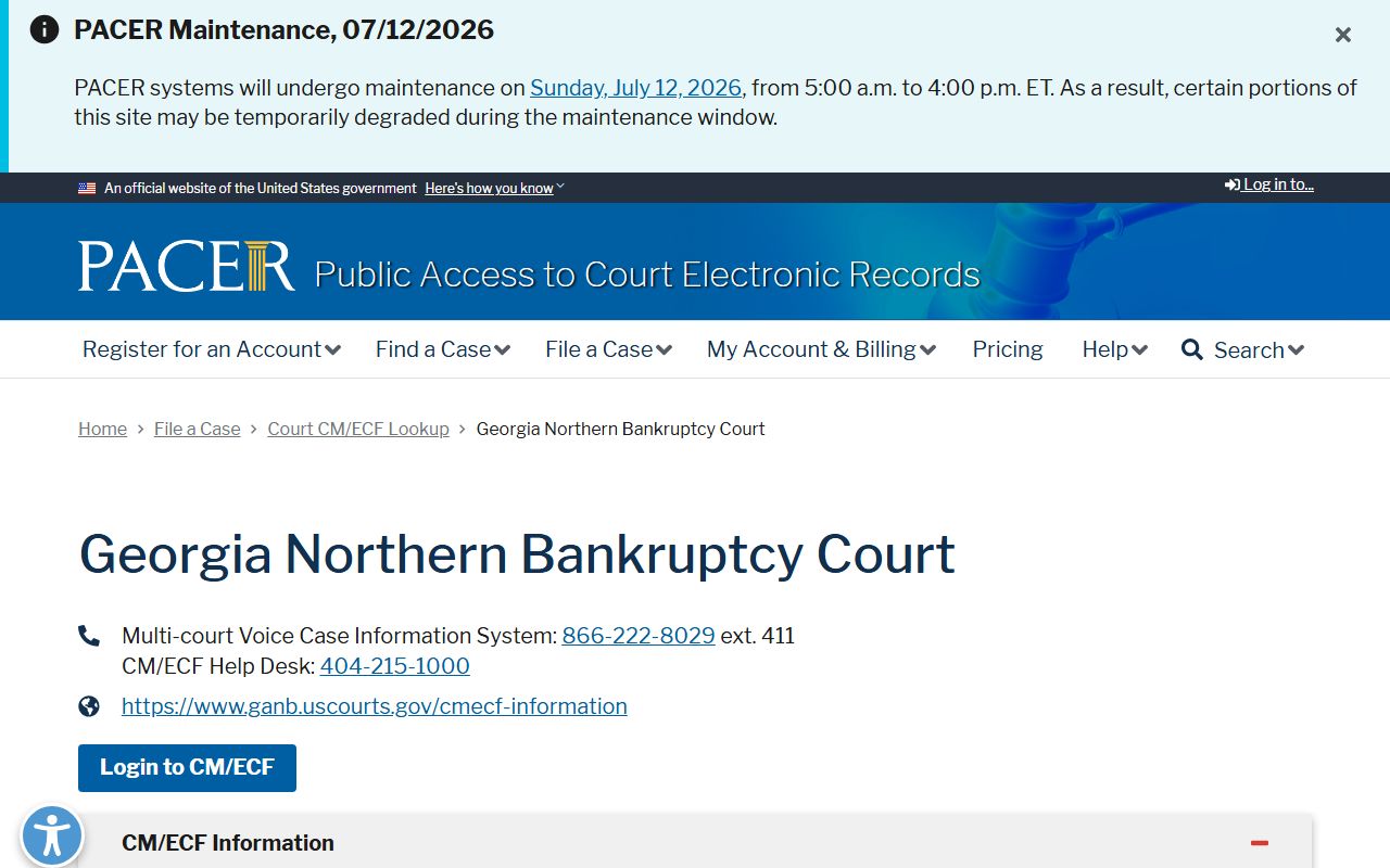 Federal PACER lookup contrast for Paulding County Clerk of Superior Court records