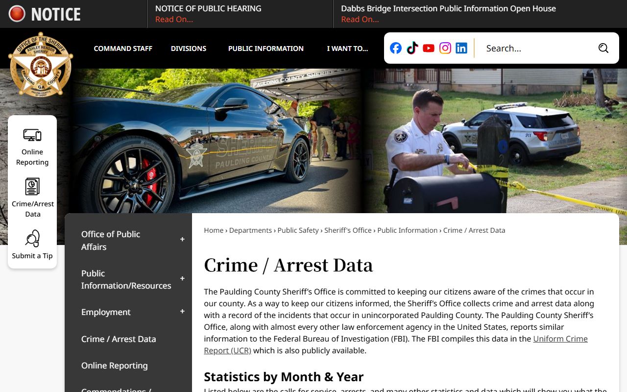 Paulding County arrest records crime and arrest data page