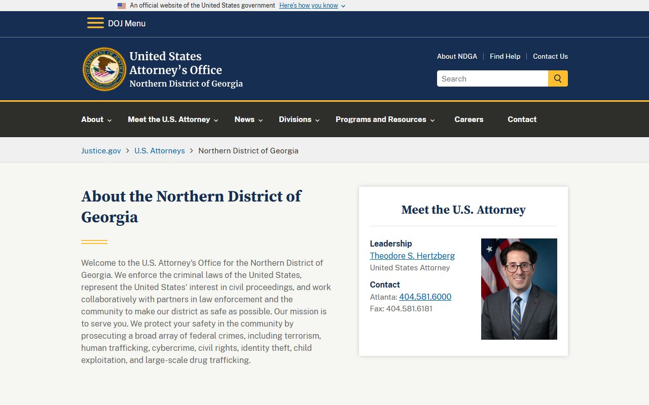 Paulding County court charges U.S. Attorney Northern District of Georgia