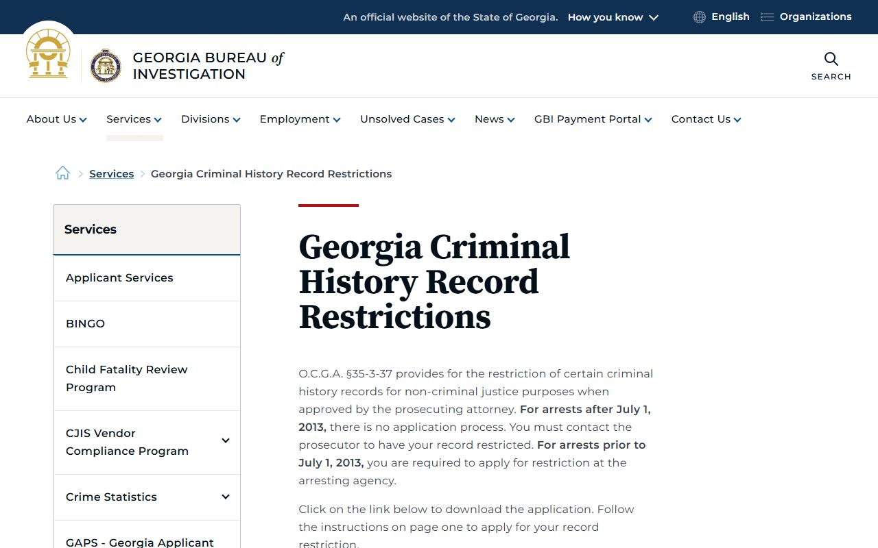 Paulding County arrest records GBI record restriction page