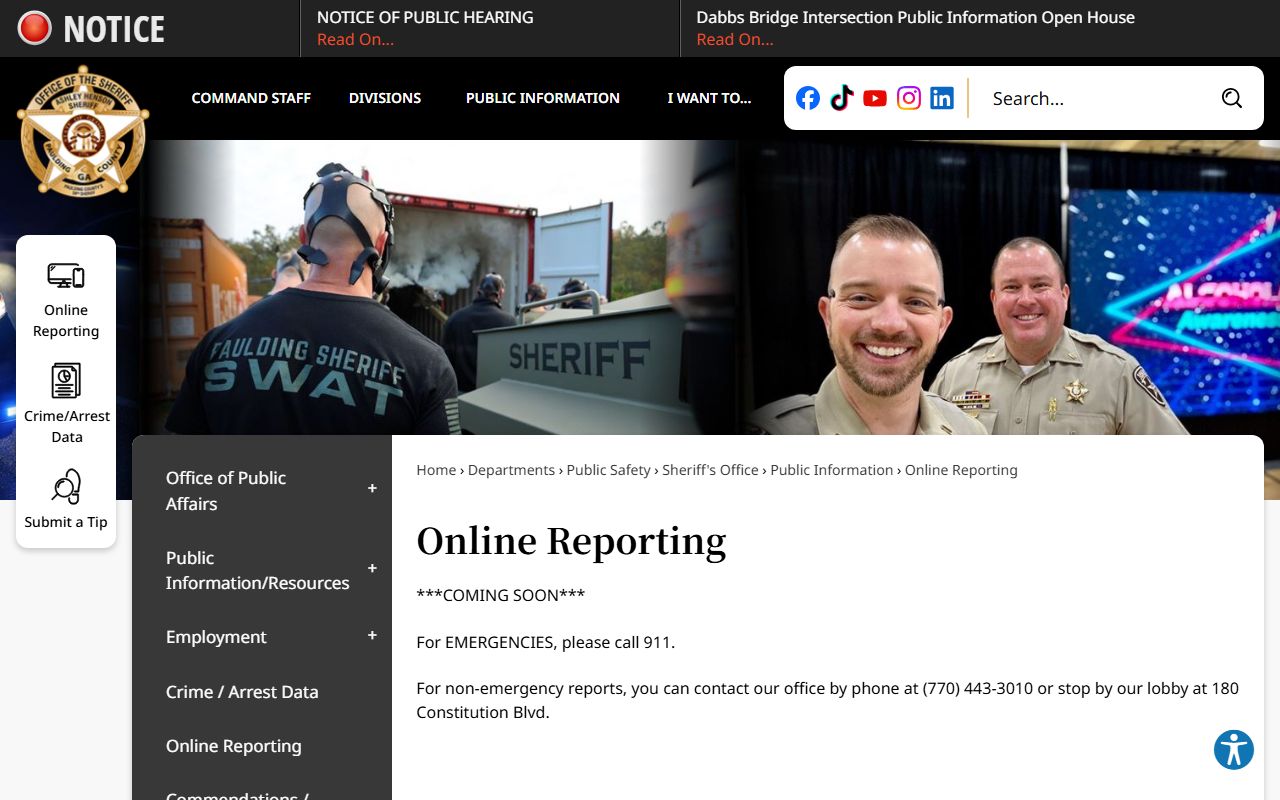 Paulding County arrest records sheriff online reporting page