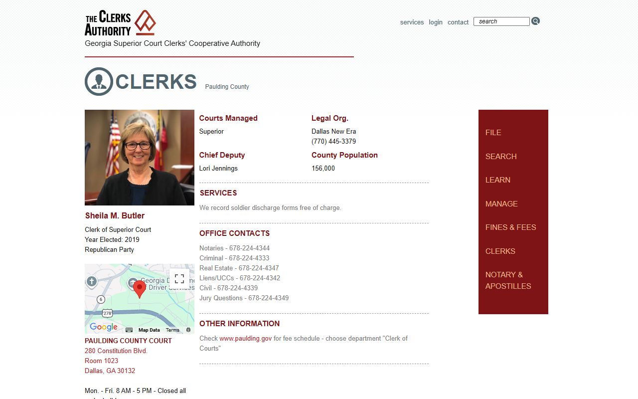 Paulding County court dockets GSCCCA clerk listing