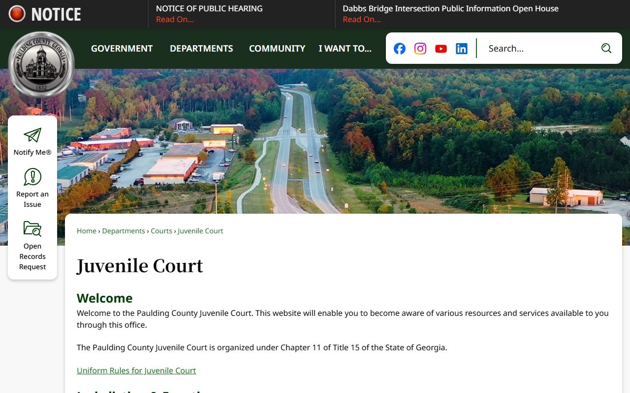 Paulding County court dockets Juvenile Court page