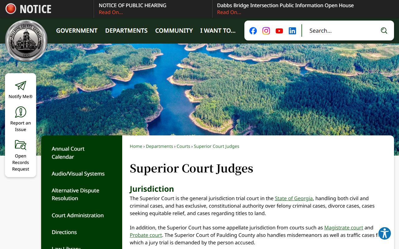 Paulding County court dockets Superior Court page