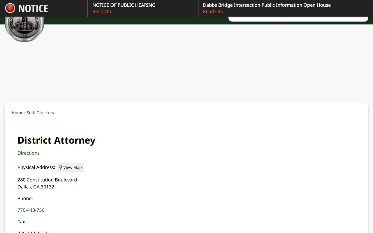 Paulding County criminal court records District Attorney directory