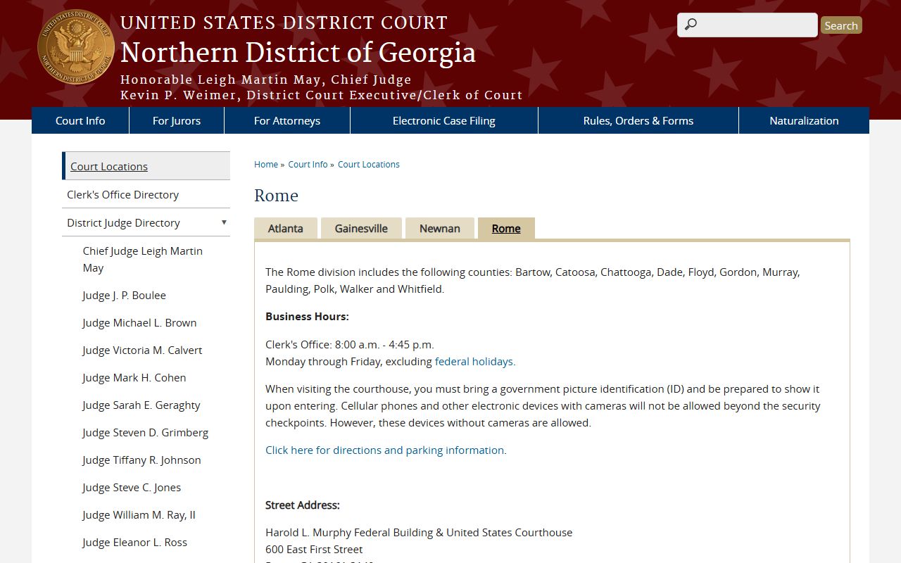 Federal Rome Division contrast for Paulding County Superior Court records