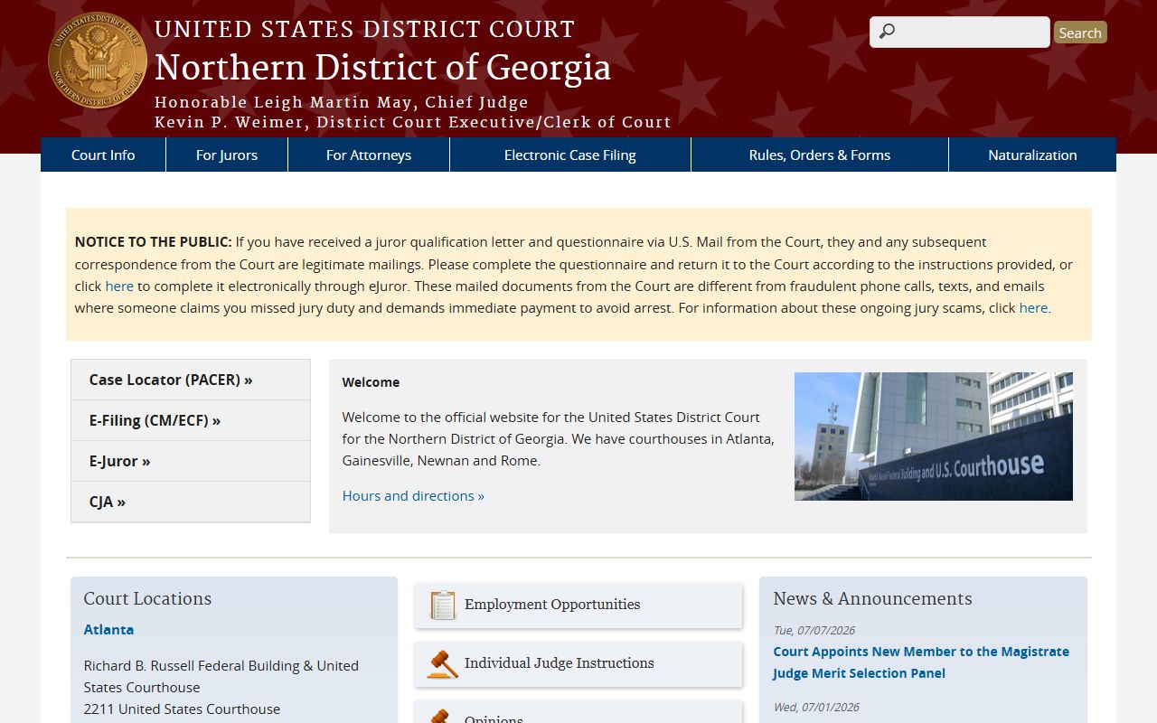 Federal court contrast for Paulding County Superior Court records