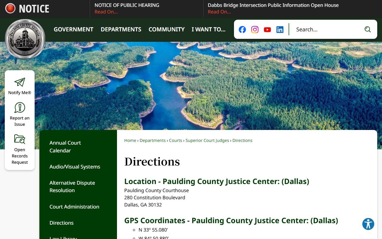 Paulding County court records Justice Center directions