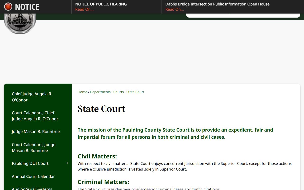 Paulding County traffic court records State Court traffic citation page