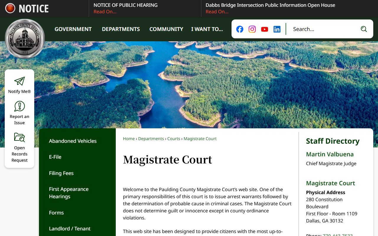 Paulding County warrant records Magistrate Court warrant authority