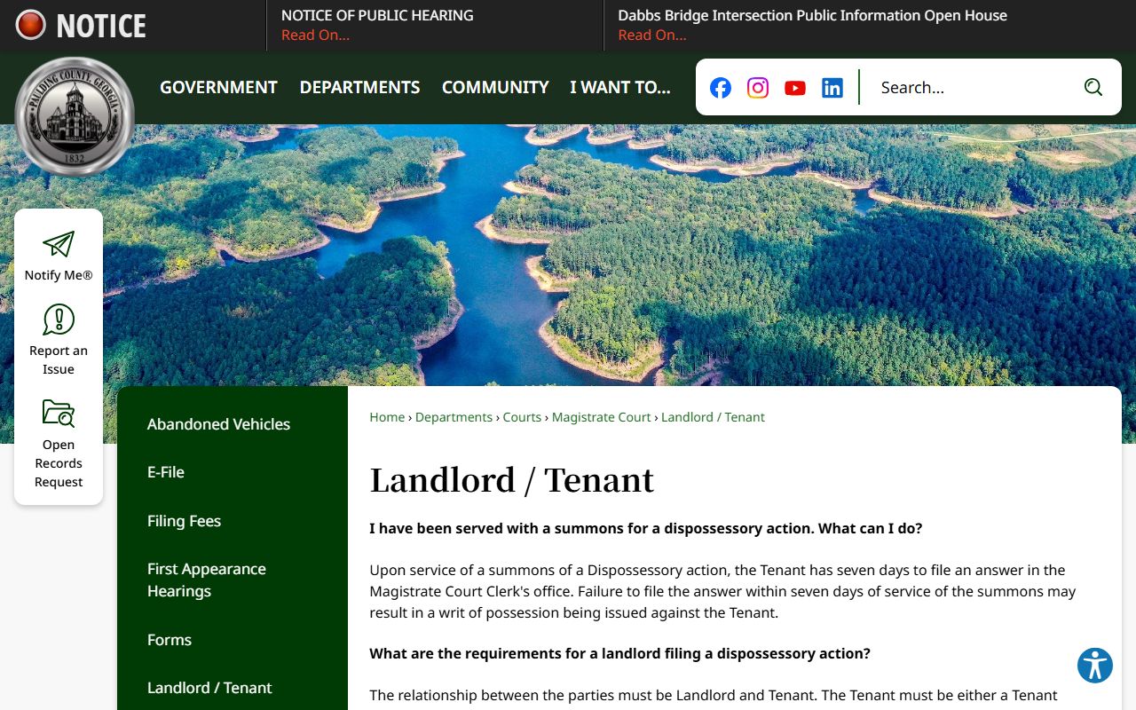 Paulding County warrant records Magistrate landlord tenant civil process