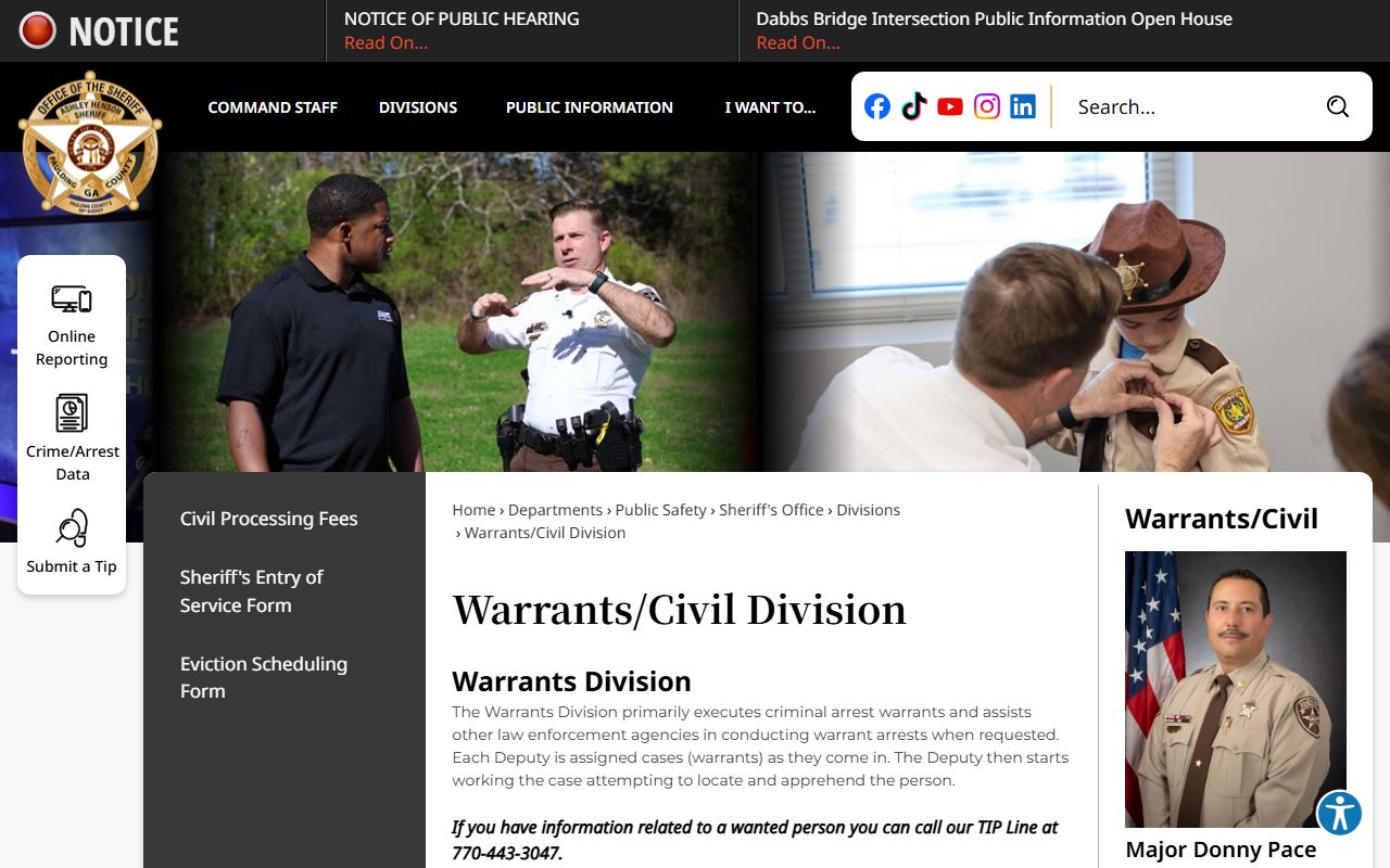 Paulding County warrant records Sheriff's Warrants Civil Division